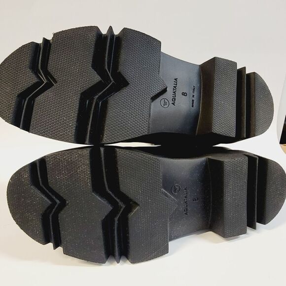 Aquatalia Holly Black Leather Lug Sole Emo Goth Combat Boot Dust Bag Size 8 NIB - Picture 6 of 14